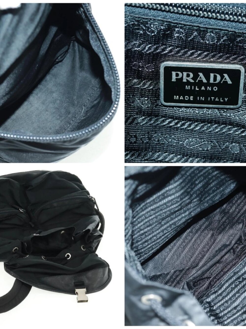 PRADA Backpack Nylon Black Silver Auth gh1538 - Picture 15 of 16